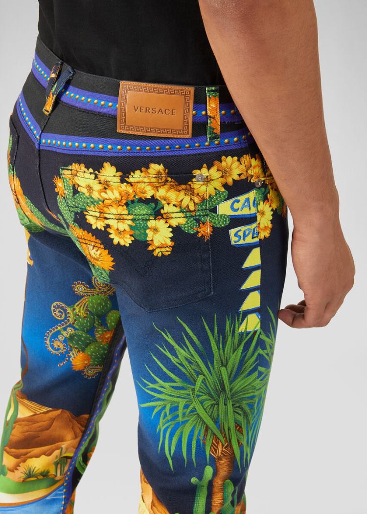 Versace Palm Springs Print Jeans τζιν παντελονι ανδρικα Πολύχρωμο | 59ZPOMB
