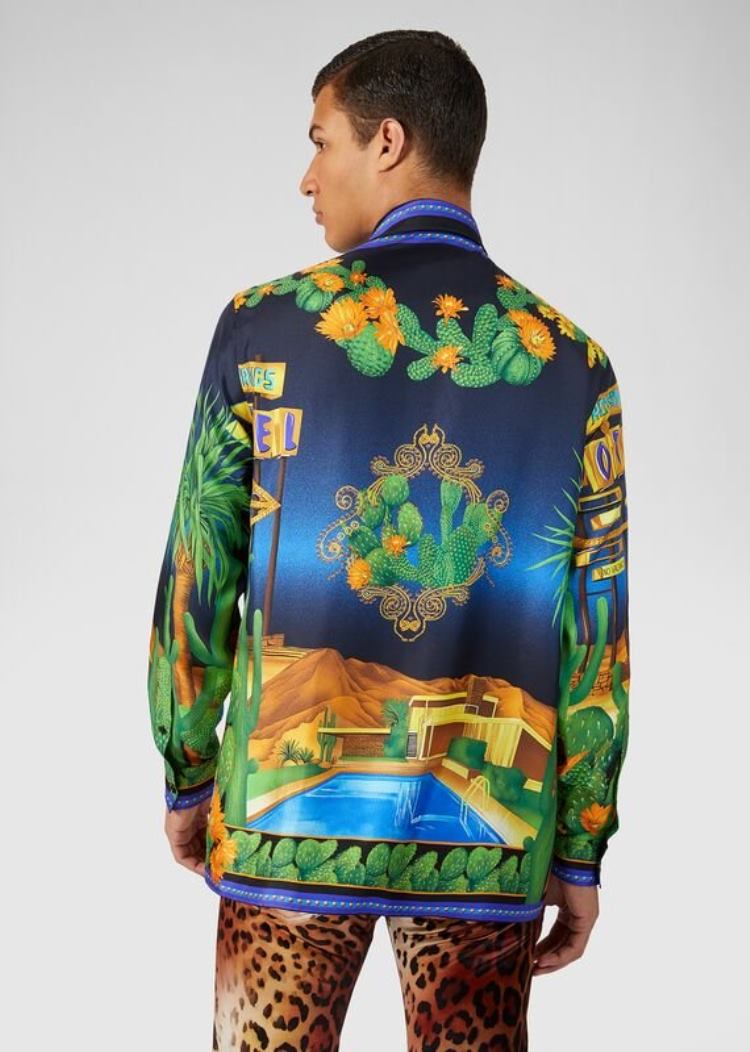 Versace Palm Springs Print Silk Twill Shirt πουκαμισα ανδρικα Πολύχρωμο | LXDJ1B8