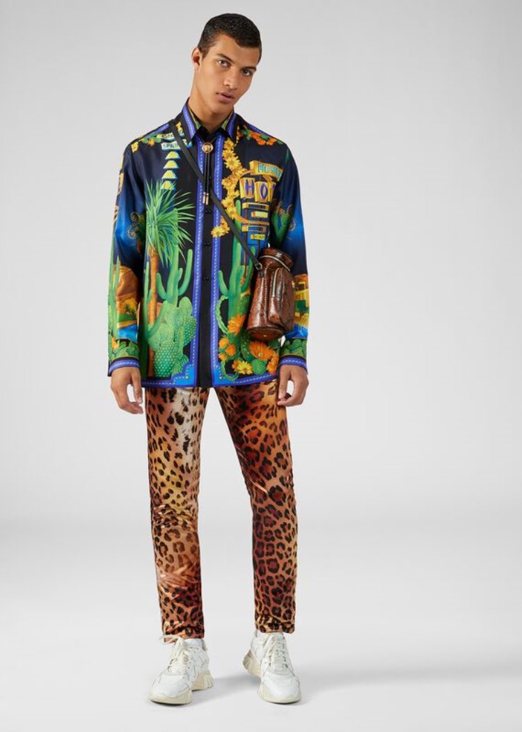 Versace Palm Springs Print Silk Twill Shirt πουκαμισα ανδρικα Πολύχρωμο | LXDJ1B8