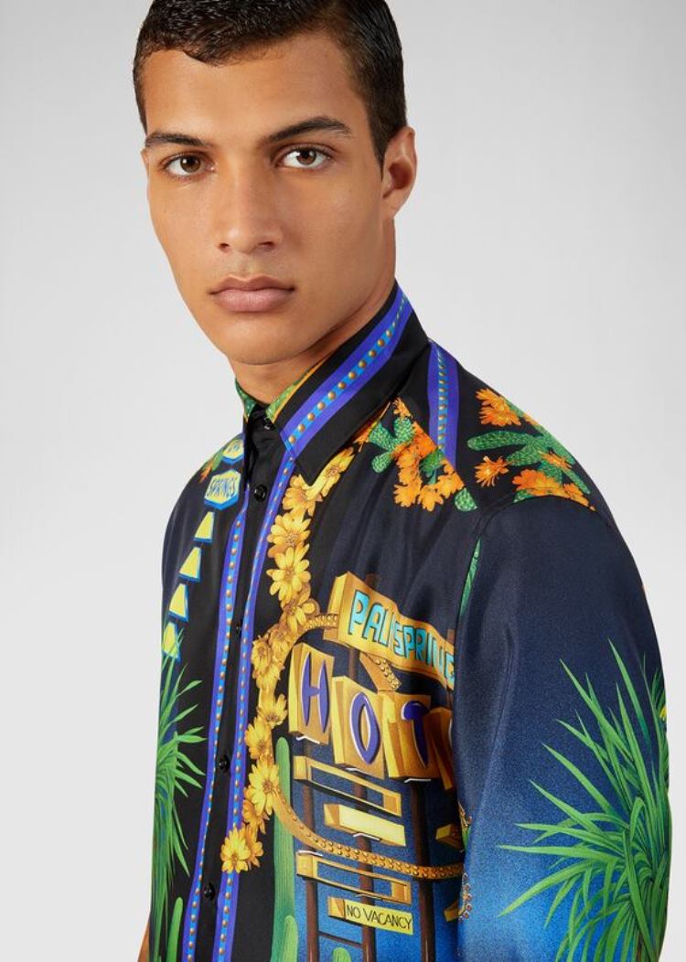 Versace Palm Springs Print Silk Twill Shirt πουκαμισα ανδρικα Πολύχρωμο | LXDJ1B8