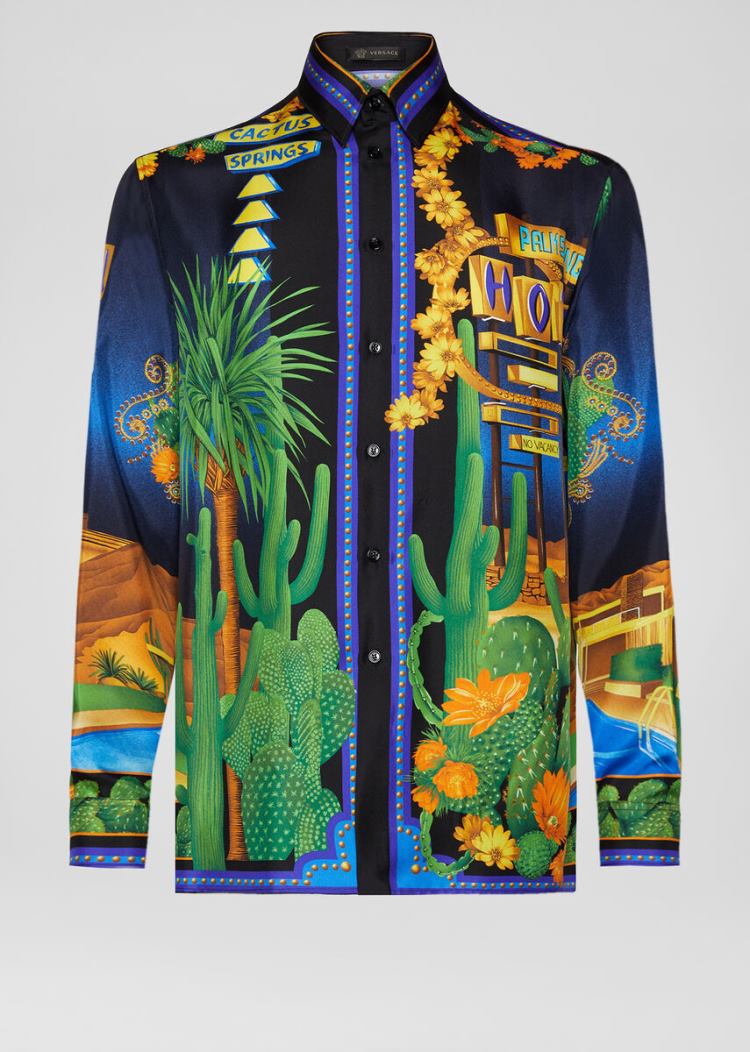 Versace Palm Springs Print Silk Twill Shirt πουκαμισα ανδρικα Πολύχρωμο | LXDJ1B8