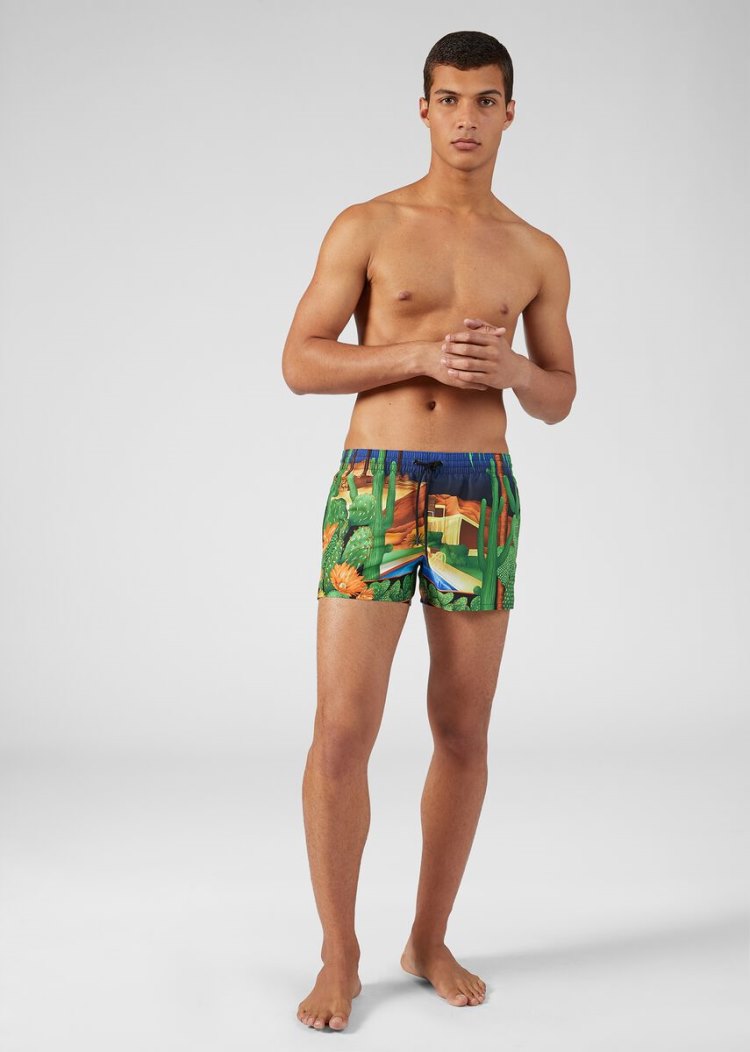 Versace Palm Springs Print Swim Shorts μαγιό ανδρικα Πολύχρωμο | 6YDTB9R