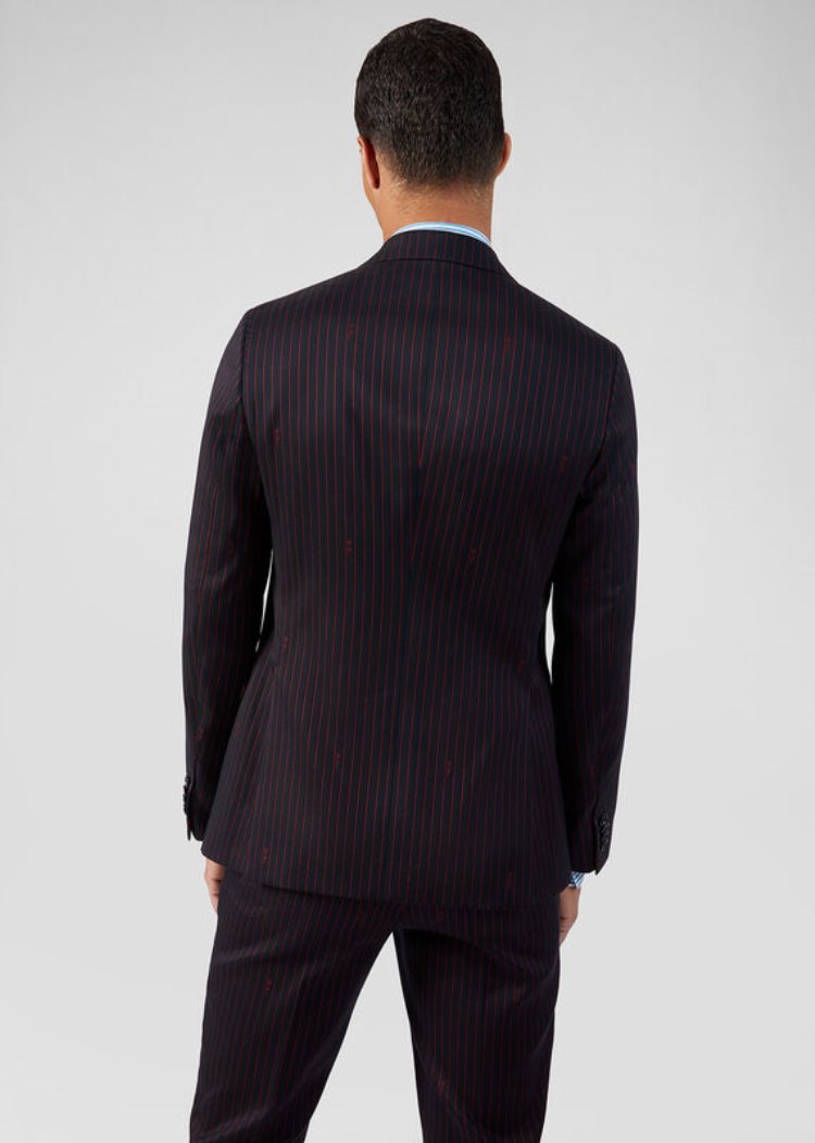 Versace Pinstriped Blazer Μπλέιζερ ανδρικα μπλε κοκκινα | XBBRYPF