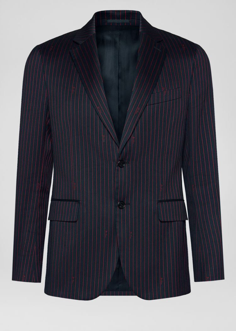 Versace Pinstriped Blazer Μπλέιζερ ανδρικα μπλε κοκκινα | XBBRYPF