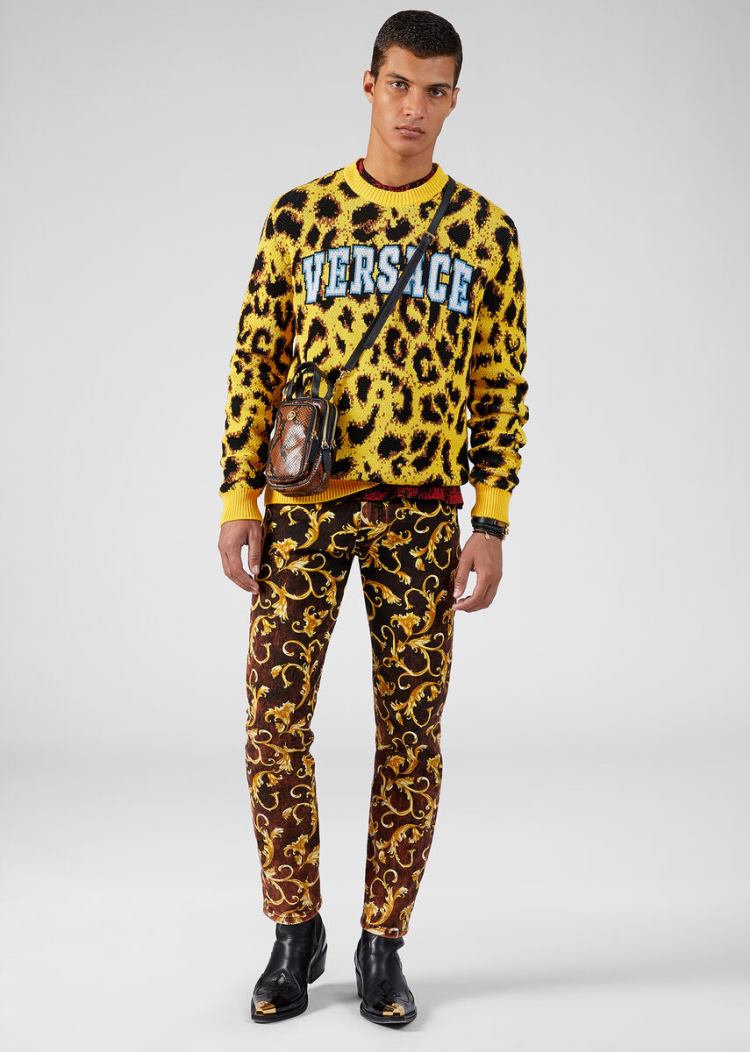 Versace Pop Animalier Jacquard πουλοβερ Πουλόβερ ανδρικα λεοπαρ | HRRFEVI