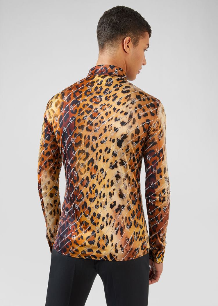 Versace Pop Animalier Print Shirt πουκαμισα ανδρικα λεοπαρ | 3W0I25Q