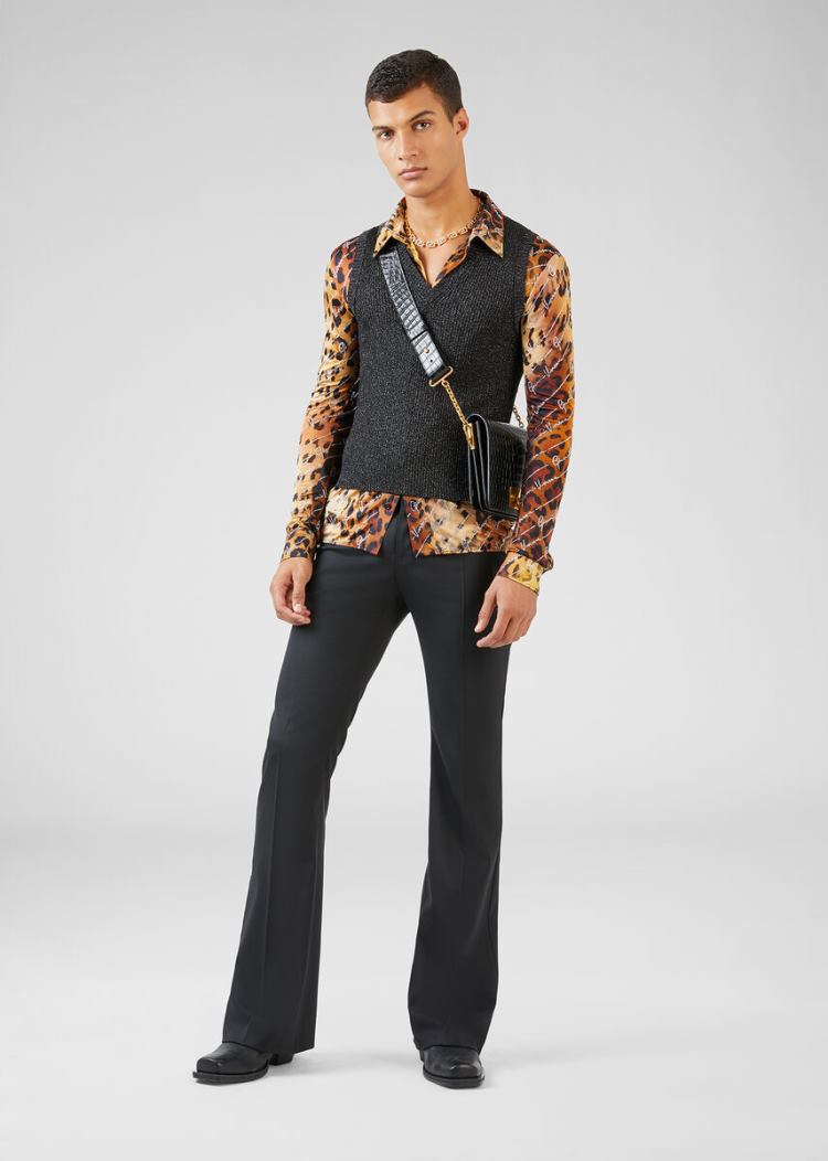 Versace Pop Animalier Print Shirt πουκαμισα ανδρικα λεοπαρ | 3W0I25Q