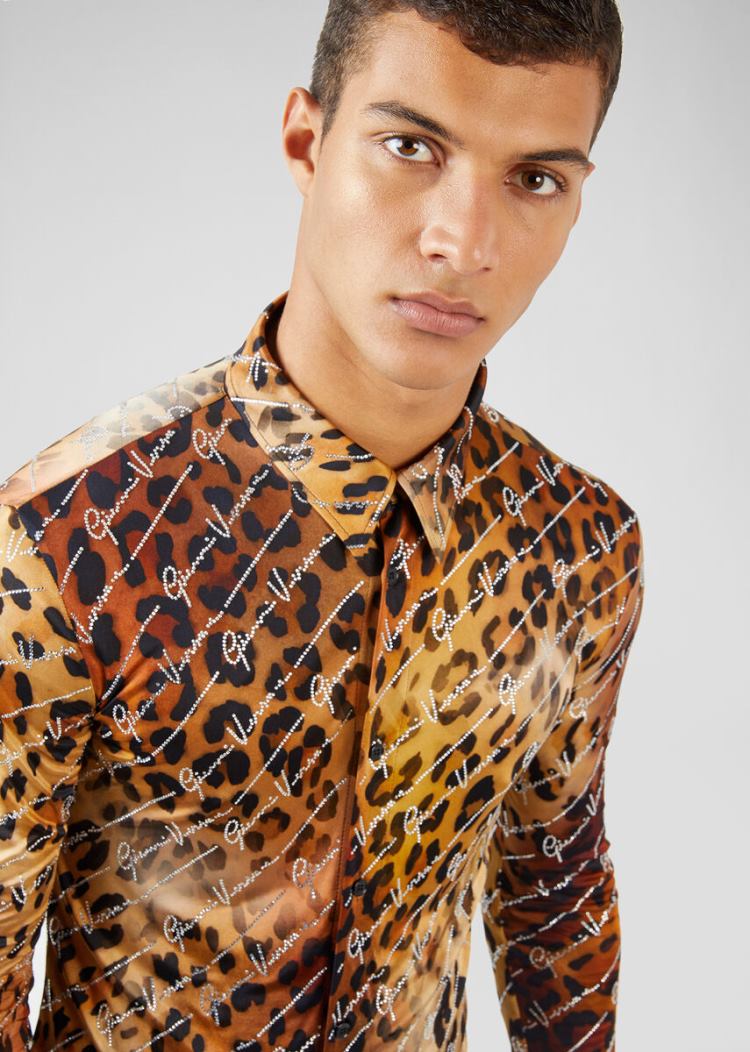 Versace Pop Animalier Print Shirt πουκαμισα ανδρικα λεοπαρ | 3W0I25Q