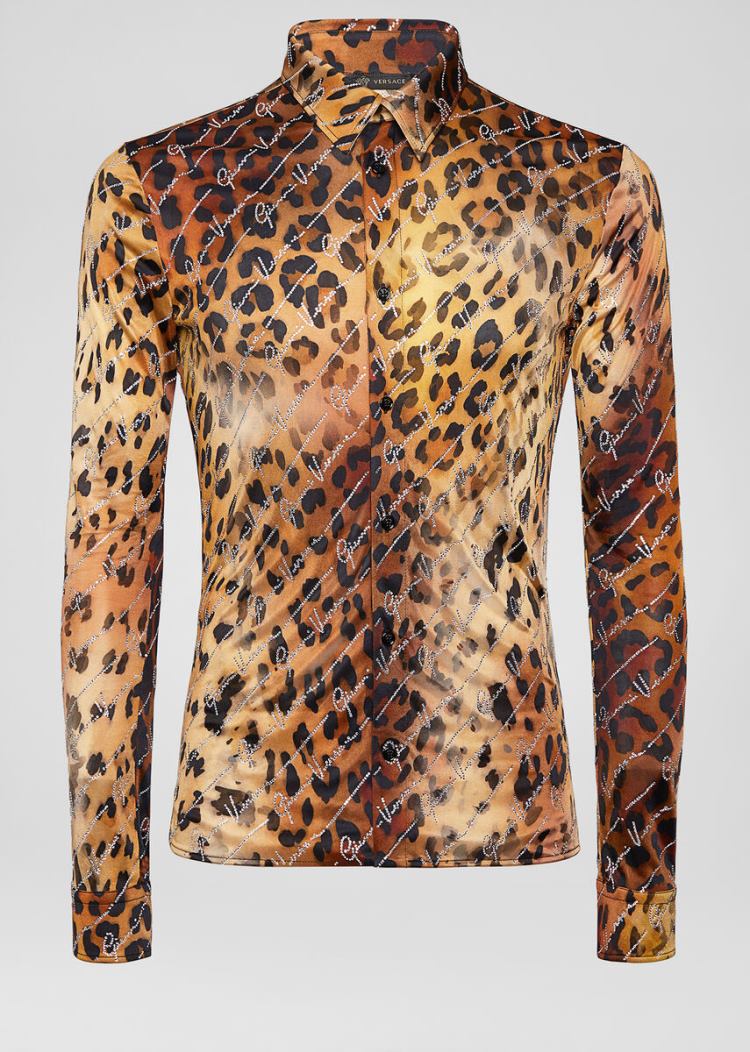 Versace Pop Animalier Print Shirt πουκαμισα ανδρικα λεοπαρ | 3W0I25Q