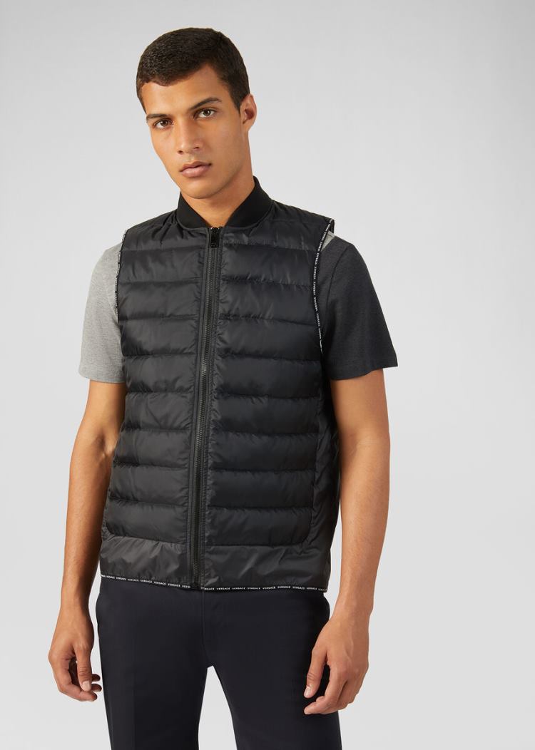Versace Puffer Vest μπουφαν ανδρικα μαυρα | 6HDYD9Z