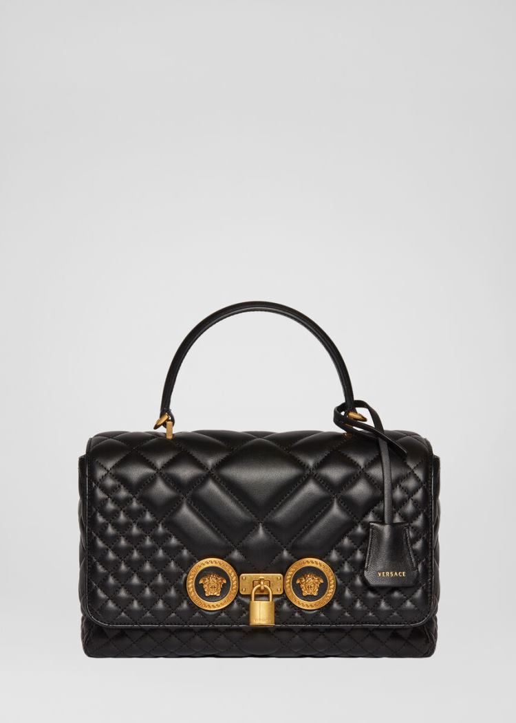 Versace Quilted Icon Dual Carry Bag τσαντα χειροσ γυναικεια μαυρα | VQF6VSZ