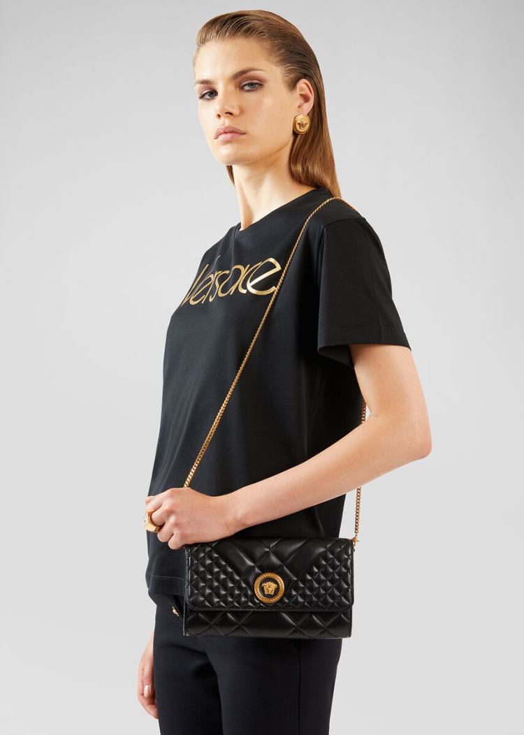 Versace Quilted Medusa Evening Bag Evening Bags γυναικεια μαυρα | DF46UTC