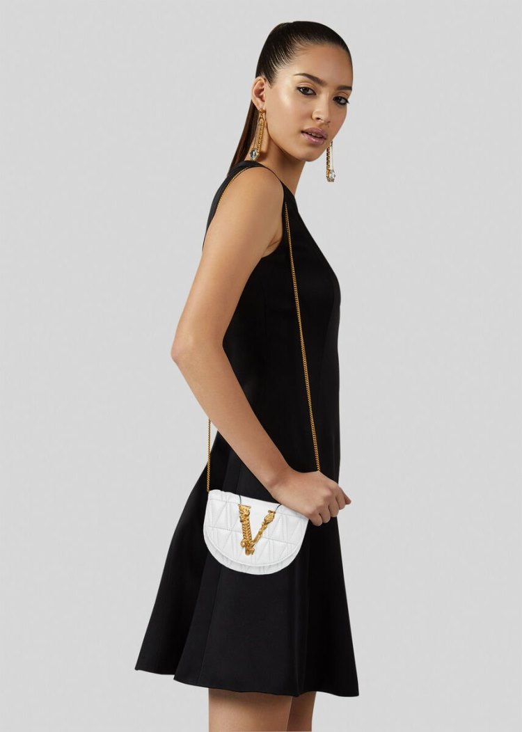 Versace Quilted Virtus Belt Bag Τσαντα Μεσησ γυναικεια ασπρα | 48SMPSE
