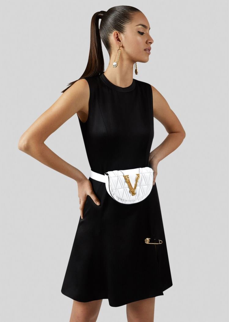 Versace Quilted Virtus Belt Bag Τσαντα Μεσησ γυναικεια ασπρα | 48SMPSE