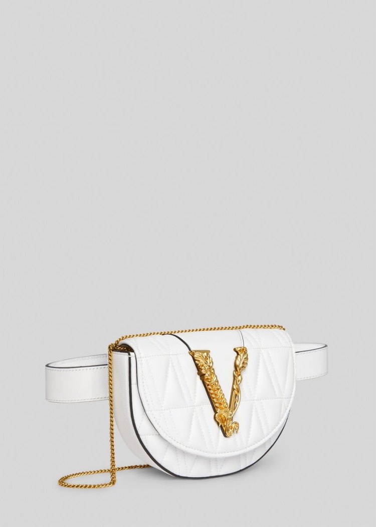Versace Quilted Virtus Belt Bag Τσαντα Μεσησ γυναικεια ασπρα | 48SMPSE