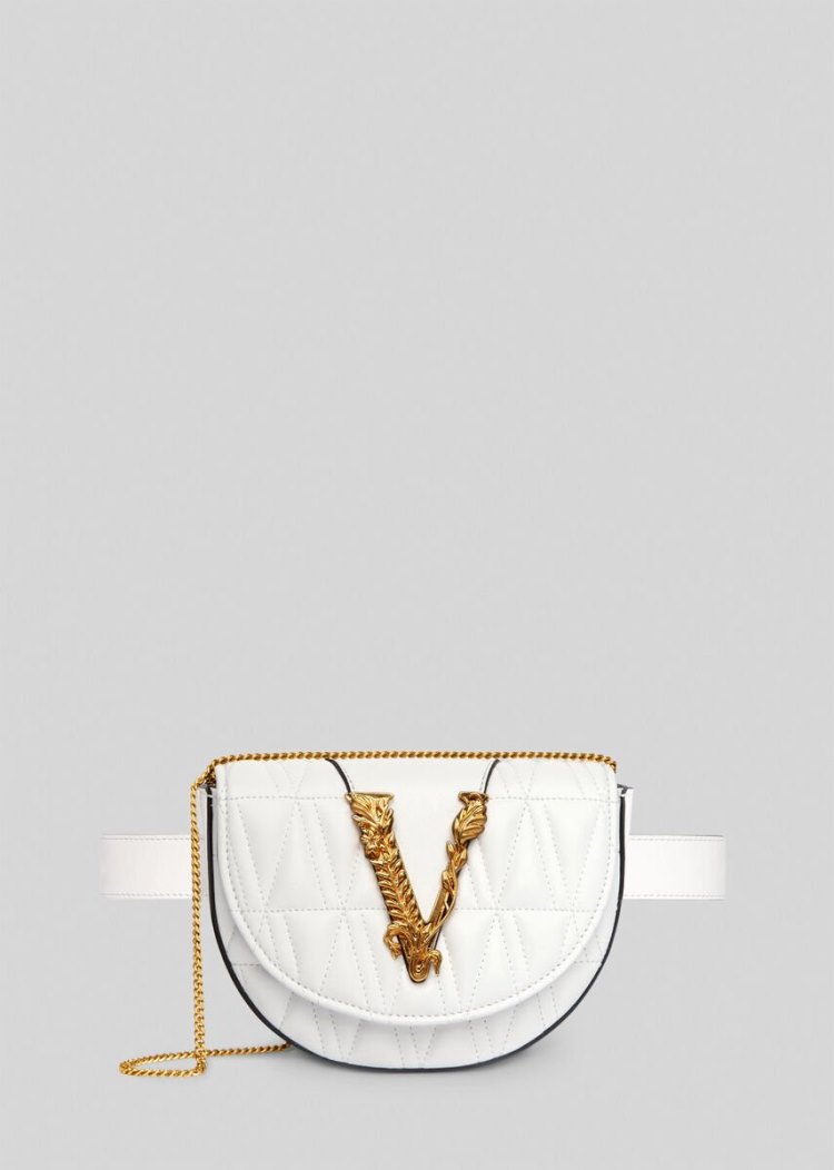 Versace Quilted Virtus Belt Bag Τσαντα Μεσησ γυναικεια ασπρα | 48SMPSE