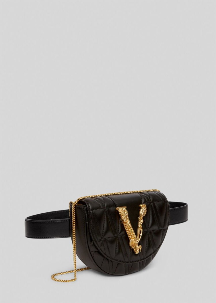 Versace Quilted Virtus Belt Bag Τσαντα Μεσησ γυναικεια μαυρα | 59DH8Q8