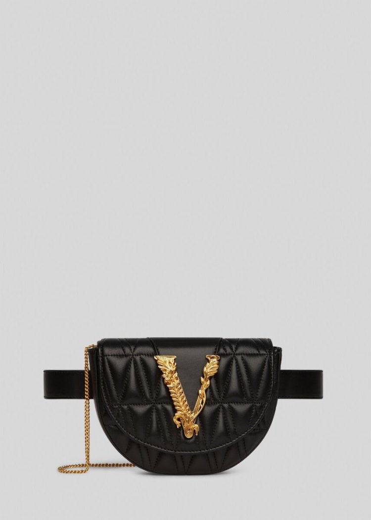 Versace Quilted Virtus Belt Bag Τσαντα Μεσησ γυναικεια μαυρα | 59DH8Q8