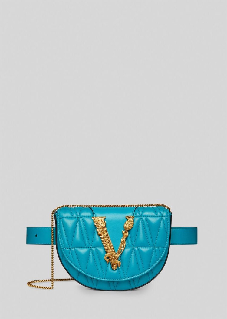Versace Quilted Virtus Belt Bag Τσαντα Μεσησ γυναικεια μπλε | MWZMKGR