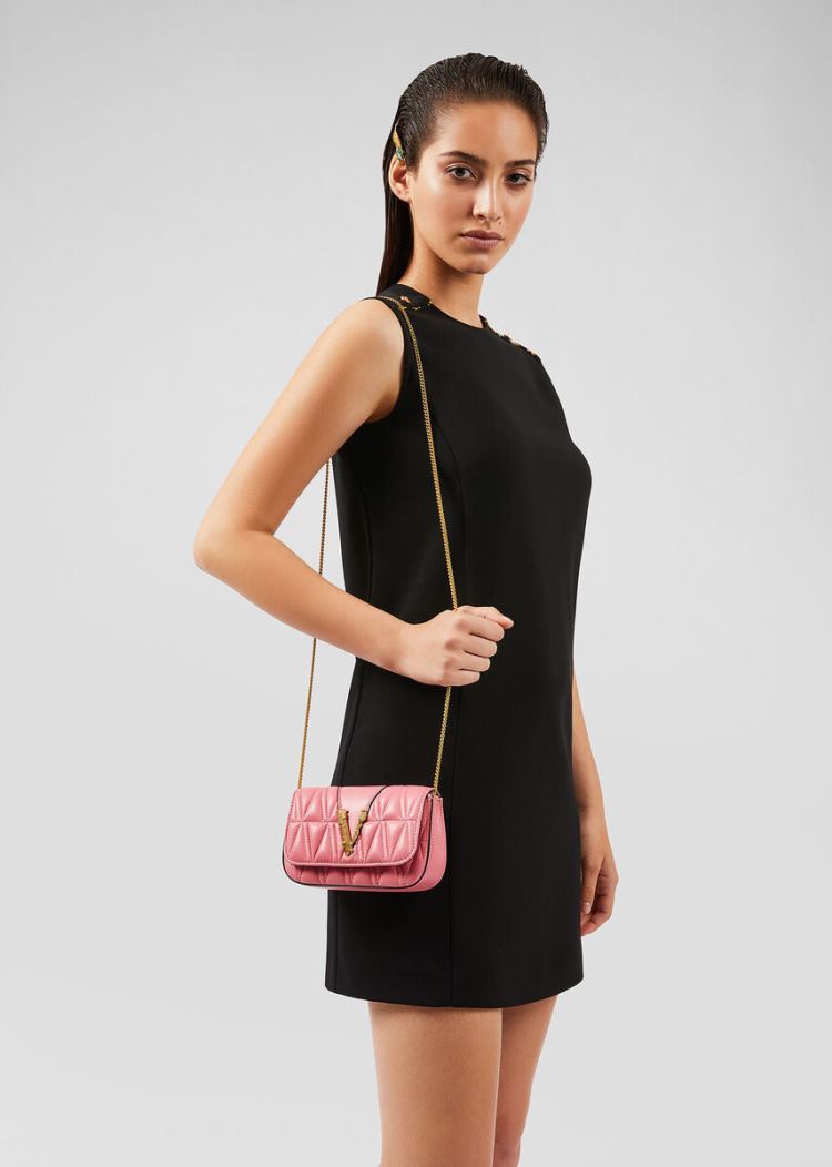Versace Quilted Virtus Evening Bag Evening Bags γυναικεια ροζ | 5HOBO8N