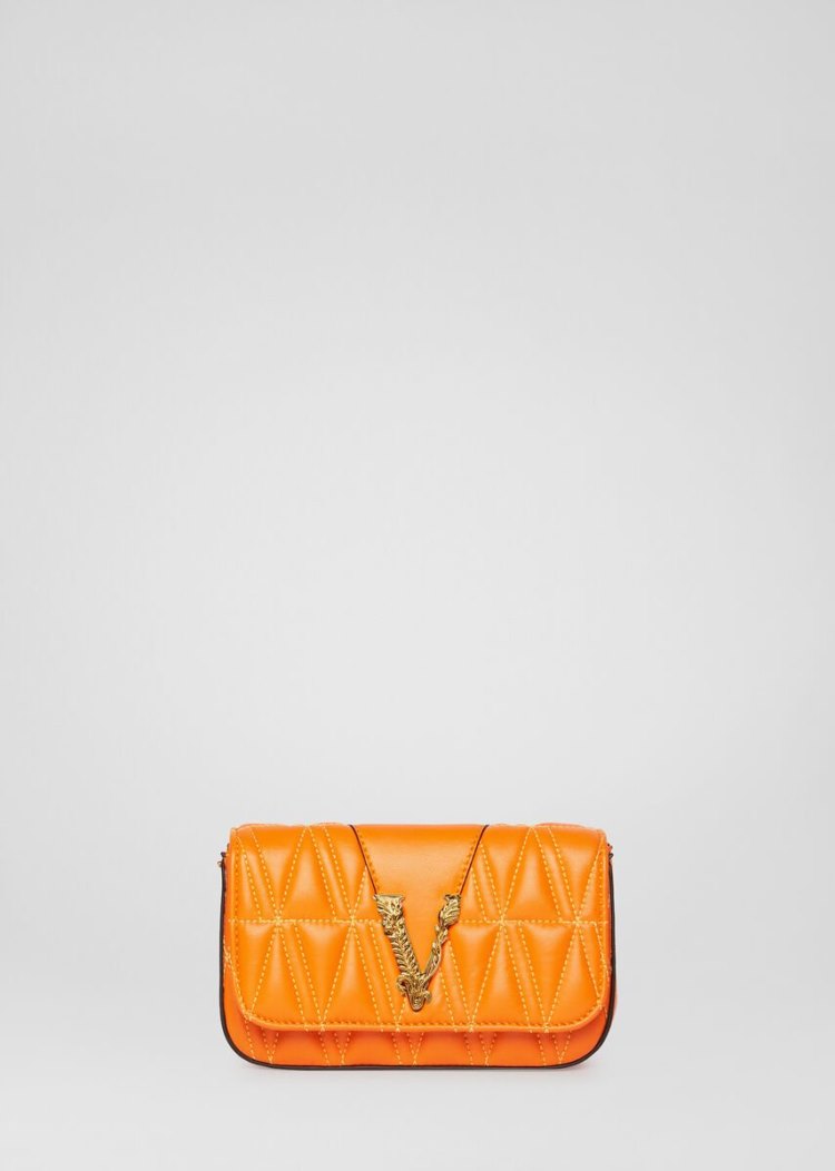 Versace Quilted Virtus Evening Bag Evening Bags γυναικεια πορτοκαλι | H8XID90