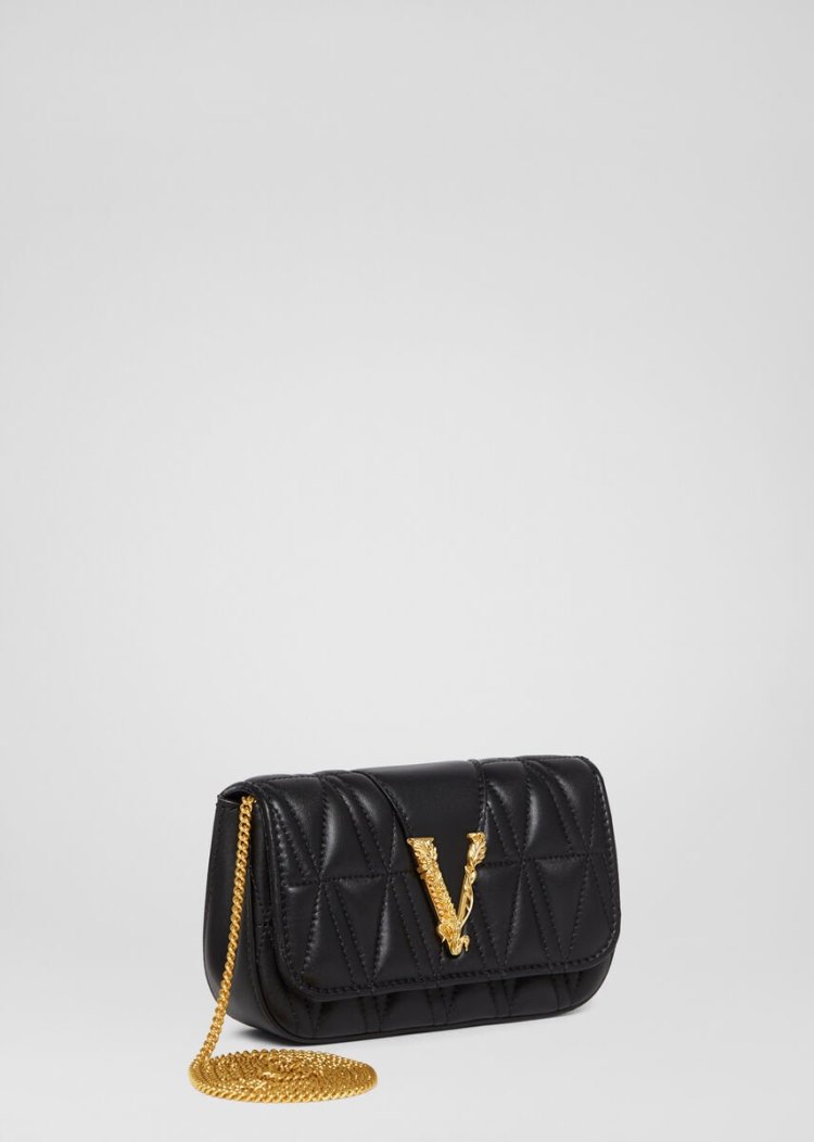 Versace Quilted Virtus Evening Bag Evening Bags γυναικεια μαυρα | I1JMCD6