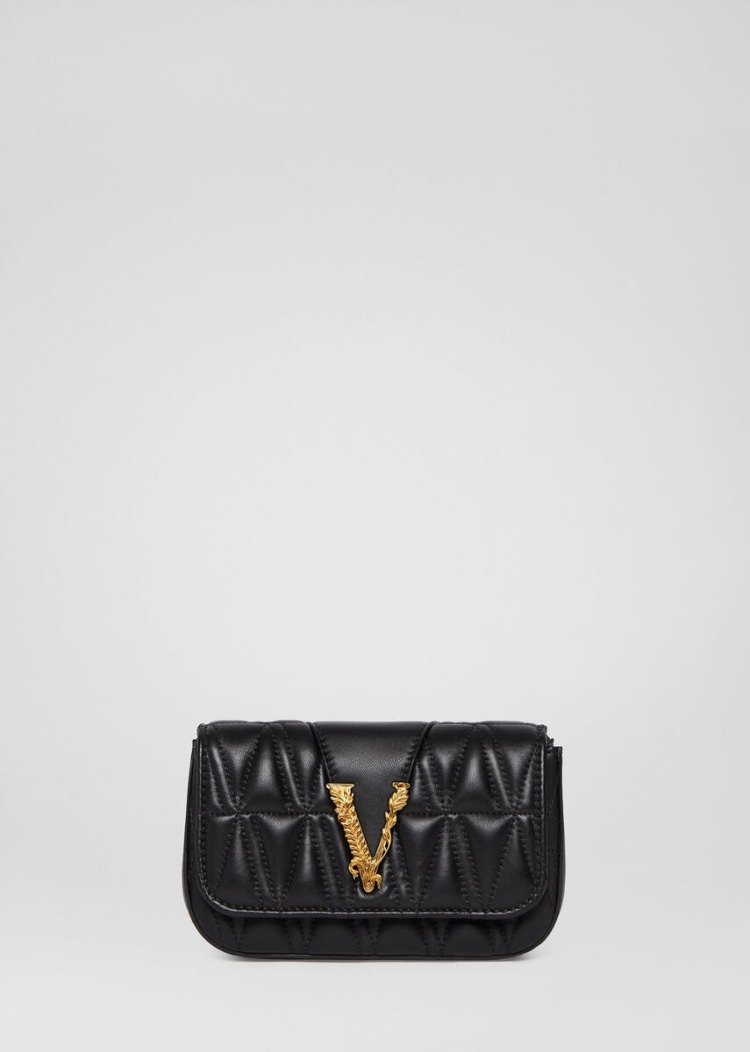 Versace Quilted Virtus Evening Bag Evening Bags γυναικεια μαυρα | I1JMCD6