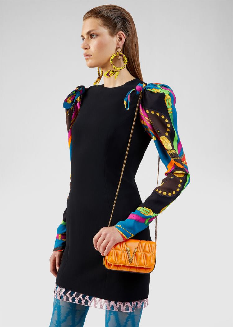 Versace Quilted Virtus Evening Bag Evening Bags γυναικεια πορτοκαλι | MC5JD6B