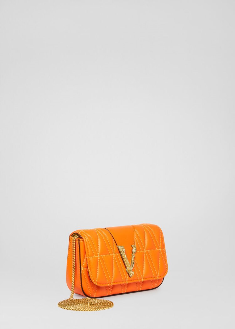 Versace Quilted Virtus Evening Bag Evening Bags γυναικεια πορτοκαλι | MC5JD6B