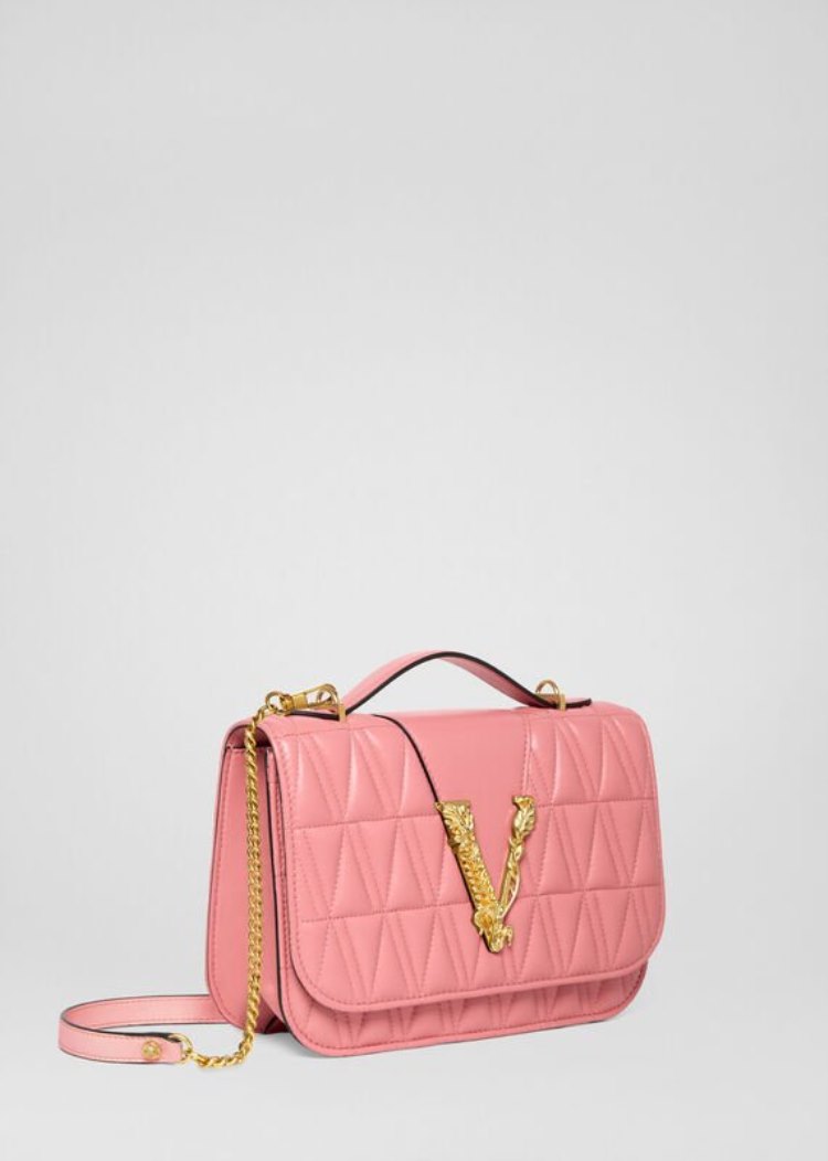 Versace Quilted Virtus Shoulder Bag Virtus Bag γυναικεια ροζ | ANF6K48