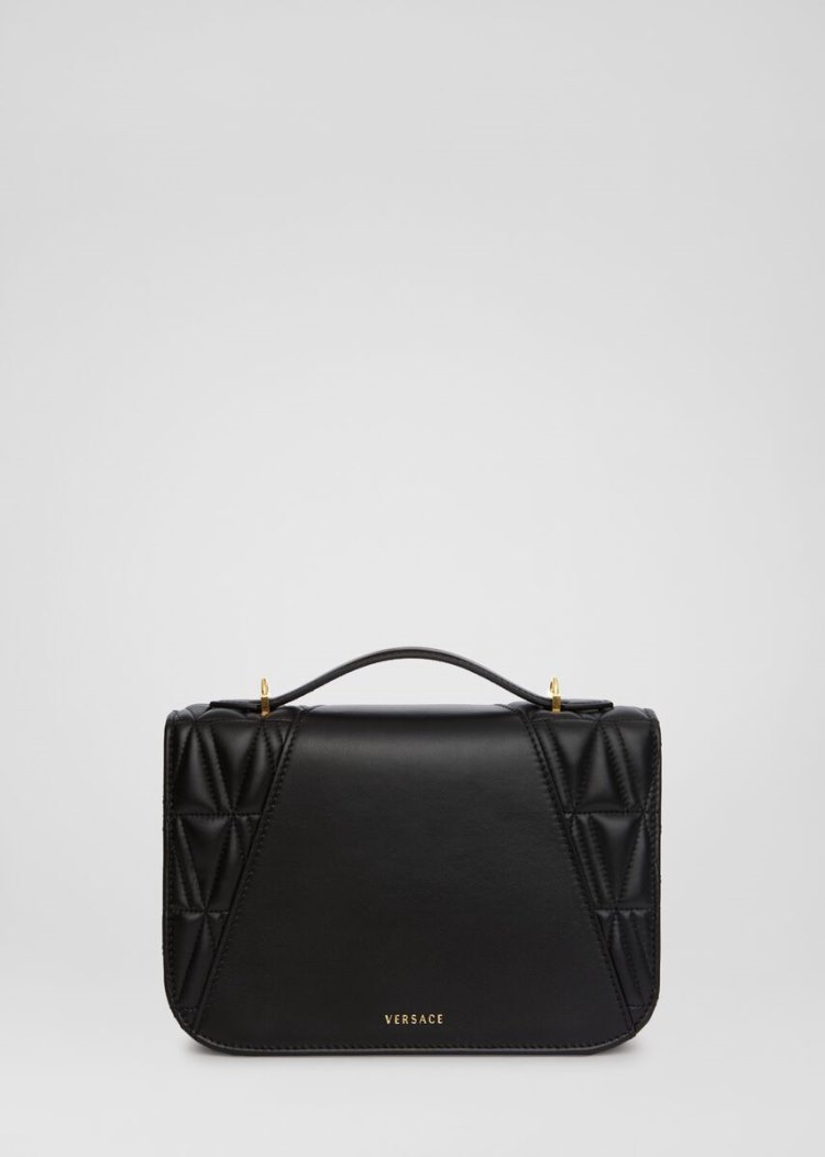 Versace Quilted Virtus Shoulder Bag Virtus Bag γυναικεια μαυρα | AQUXNQM