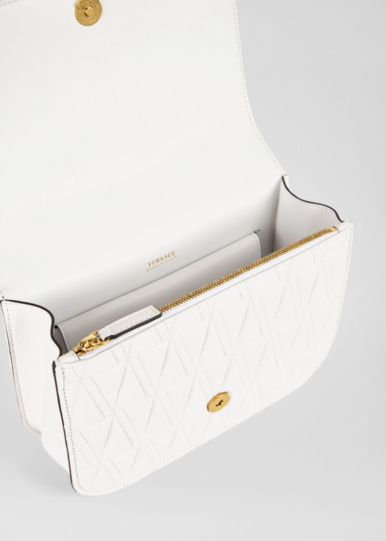 Versace Quilted Virtus Shoulder Bag τσάντεσ ώμου γυναικεια ασπρα | 15QEVHU