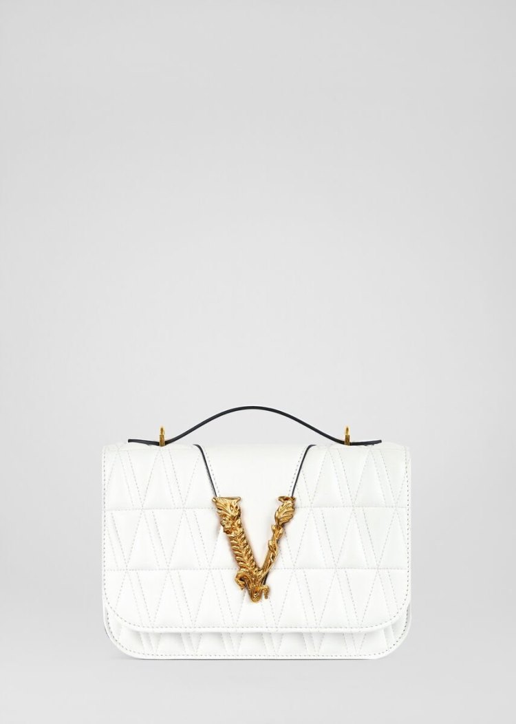 Versace Quilted Virtus Shoulder Bag τσάντεσ ώμου γυναικεια ασπρα | 15QEVHU