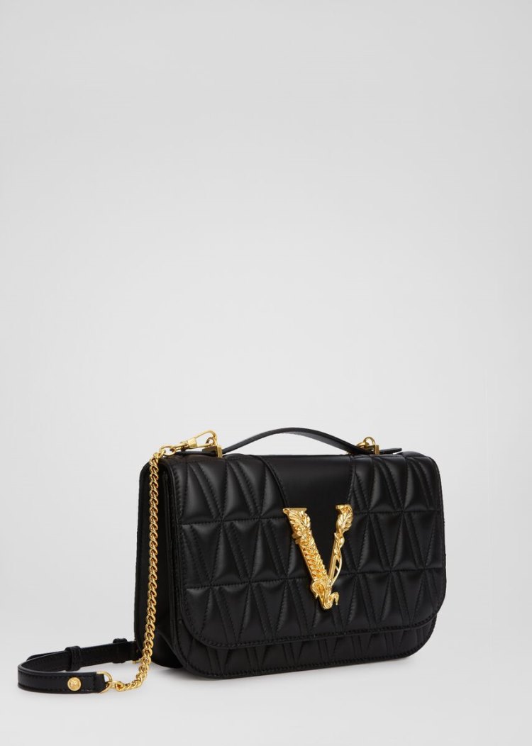 Versace Quilted Virtus Shoulder Bag τσάντεσ ώμου γυναικεια μαυρα | CB17ITV