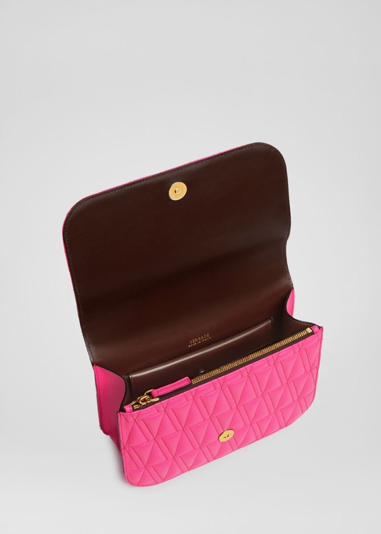 Versace Quilted Virtus Shoulder Bag τσάντεσ ώμου γυναικεια ροζ | UAOYKBN