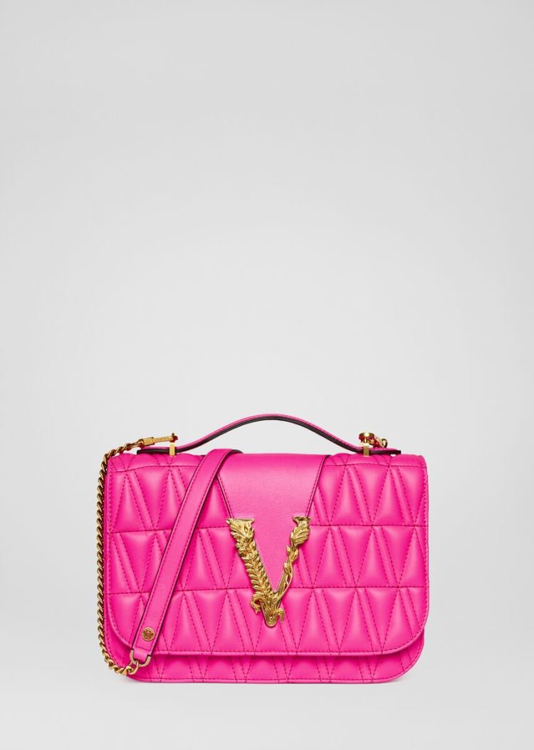 Versace Quilted Virtus Shoulder Bag τσάντεσ ώμου γυναικεια ροζ | UAOYKBN