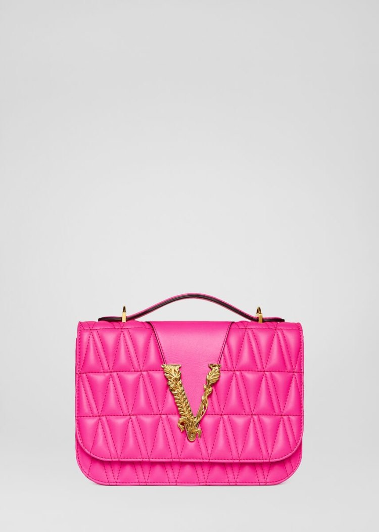 Versace Quilted Virtus Shoulder Bag τσάντεσ ώμου γυναικεια ροζ | UAOYKBN