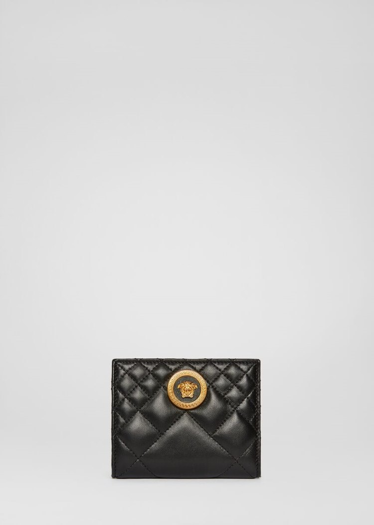 Versace Quilted δερματινα Bifold Wallet πορτοφολια γυναικεια μαυρα | CRLII9P