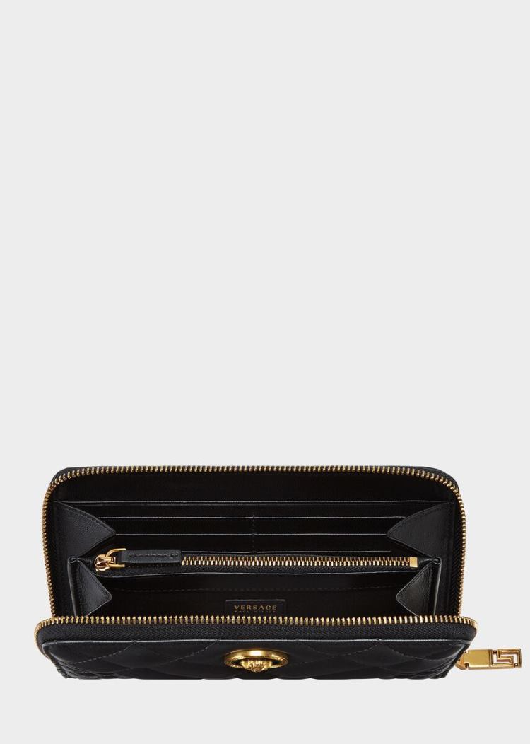 Versace Quilted δερματινα Top Zip Wallet πορτοφολια γυναικεια μαυρα | LKODUV9