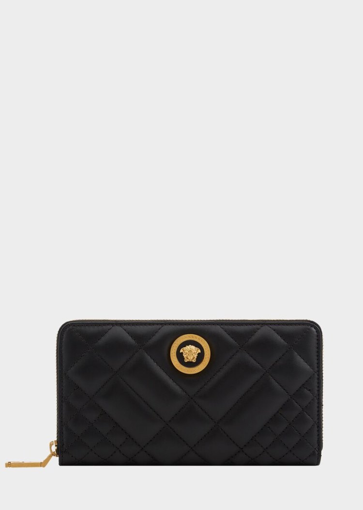 Versace Quilted δερματινα Top Zip Wallet πορτοφολια γυναικεια μαυρα | LKODUV9