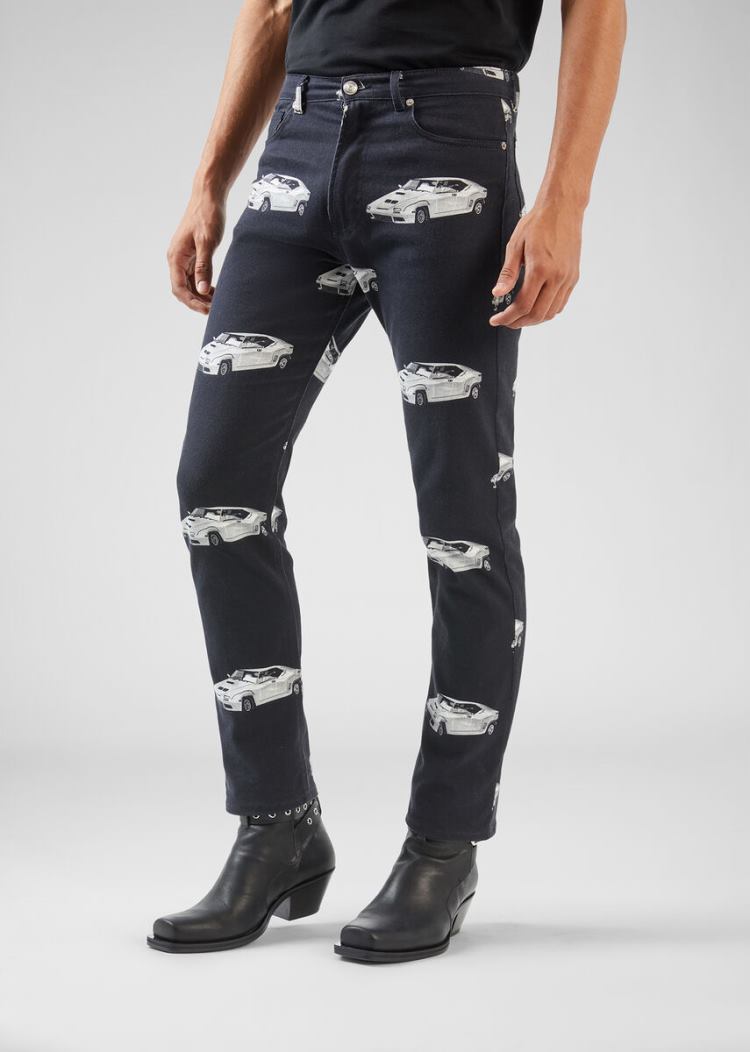 Versace Race Car Print Jeans τζιν παντελονι ανδρικα μαυρα | DFCPT95
