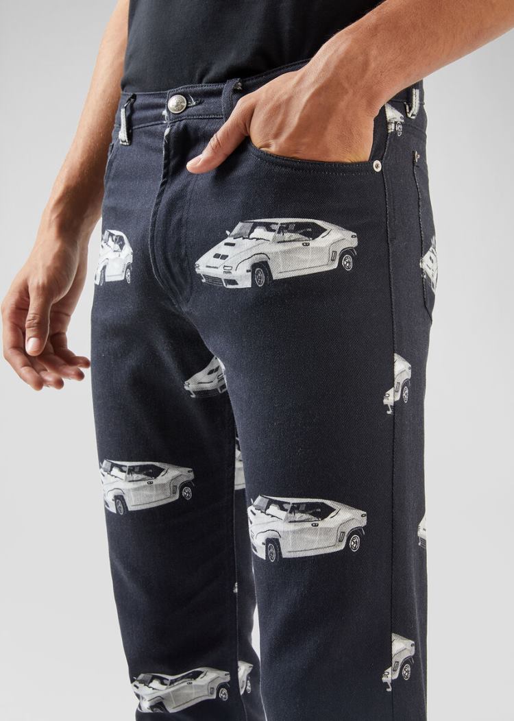 Versace Race Car Print Jeans τζιν παντελονι ανδρικα μαυρα | DFCPT95