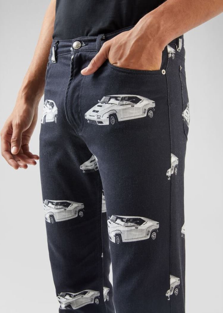 Versace Race Car Print Jeans τζιν παντελονι ανδρικα μαυρα | MEI9G8S