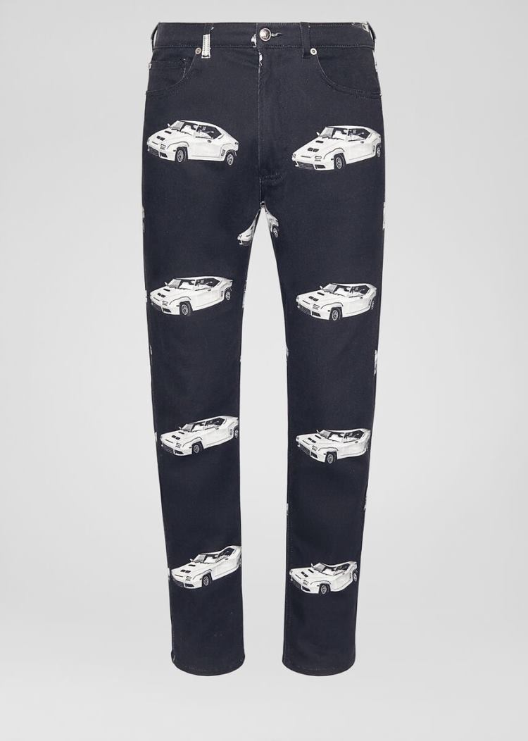 Versace Race Car Print Jeans τζιν παντελονι ανδρικα μαυρα | MEI9G8S