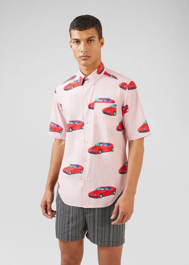 Versace Race Car Print βαμβακερα Shirt πουκαμισα ανδρικα Πολύχρωμο | 0NSI9HM
