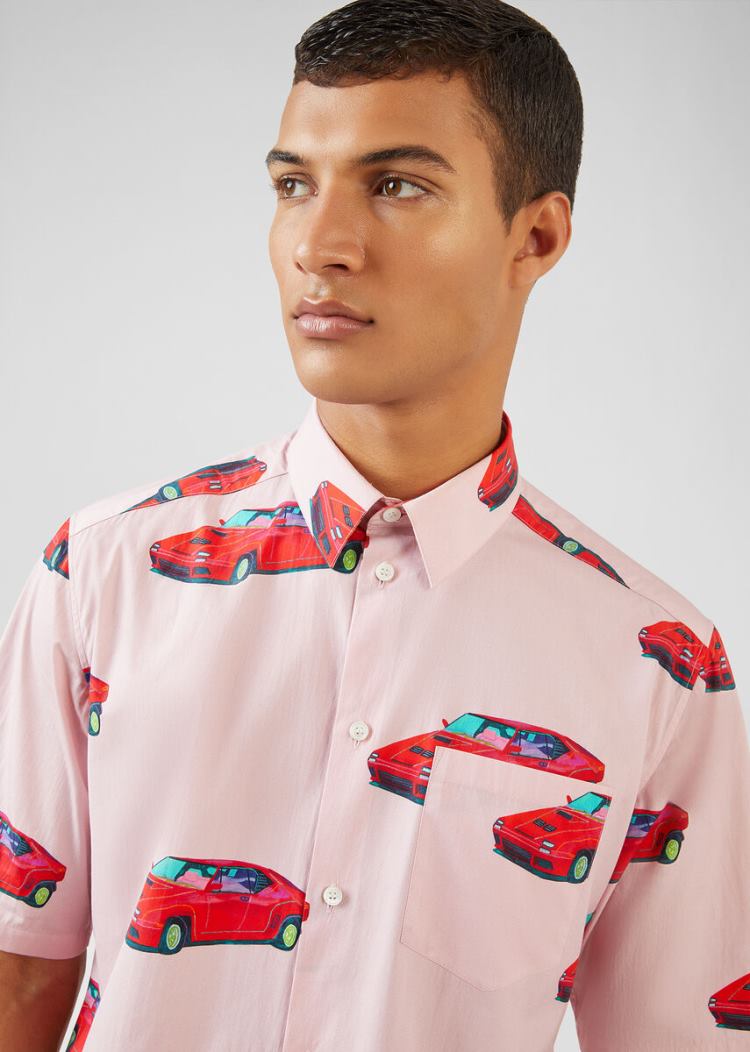 Versace Race Car Print βαμβακερα Shirt πουκαμισα ανδρικα Πολύχρωμο | 0NSI9HM