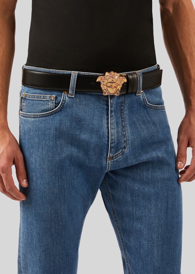 Versace Reversible Medusa δερματινα Belt ζωνη ανδρικα μαυρα | COS8JEP