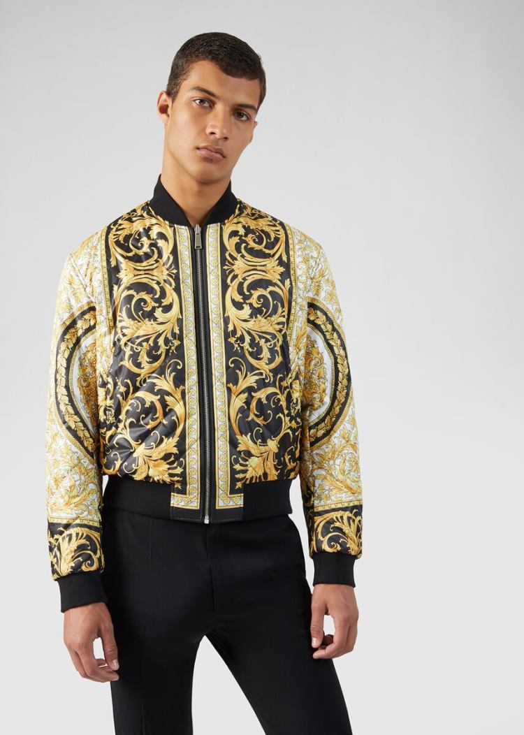 Versace Reversible Quilted Bomber Jacket μπουφαν ανδρικα μαυρα | ZORFXHQ