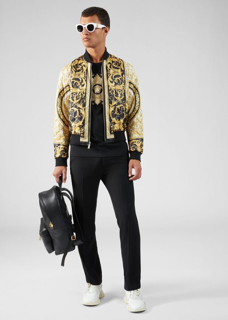 Versace Reversible Quilted Bomber Jacket μπουφαν ανδρικα μαυρα | ZORFXHQ