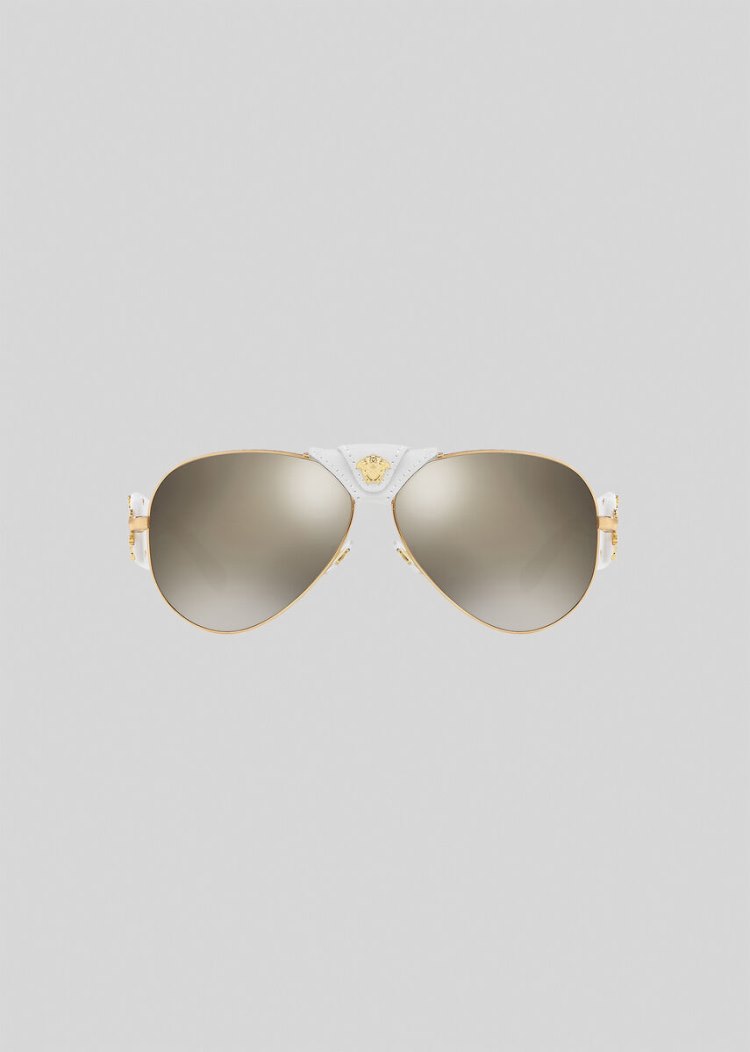 Versace Rock Icon Gold γυαλια ηλιου ανδρικα ασπρα | 9XRT6LQ